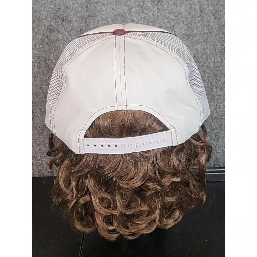 Vintage Headwear Trucker Hat Tardee Impressive White Burgundy Snapback 80s Retro